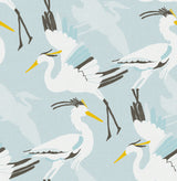 Coastal Wings Blue Peel and Stick Wallpaper by NuWallpaper NUS6501 featuring crane egret bird pattern in blue and white