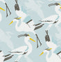 Coastal Wings Blue Peel and Stick Wallpaper by NuWallpaper NUS6501 featuring crane egret bird pattern in blue and white