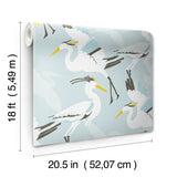Coastal Wings Blue by NuWallpaper Nautical Egret Crane Bird Peel and Stick Wallpaper 20.5 in x 18 ft Fully Removable Single Roll NUS6501