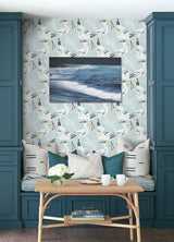 Coastal Wings Blue by NuWallpaper Nautical Egret Crane Bird Peel and Stick Wallpaper 20.5 in x 18 ft Fully Removable Single Roll NUS6501