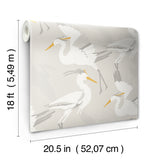 Coastal Wings Taupe by NuWallpaper Crane Bird Nautical Peel and Stick Wallpaper 20.5 in x 18 ft Fully Removable Vinyl NUS6502