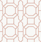 Sanya Coral Peel and Stick Wallpaper by NuWallpaper - Blush Pink Bamboo Trellis Geometric Pattern - NUS6503