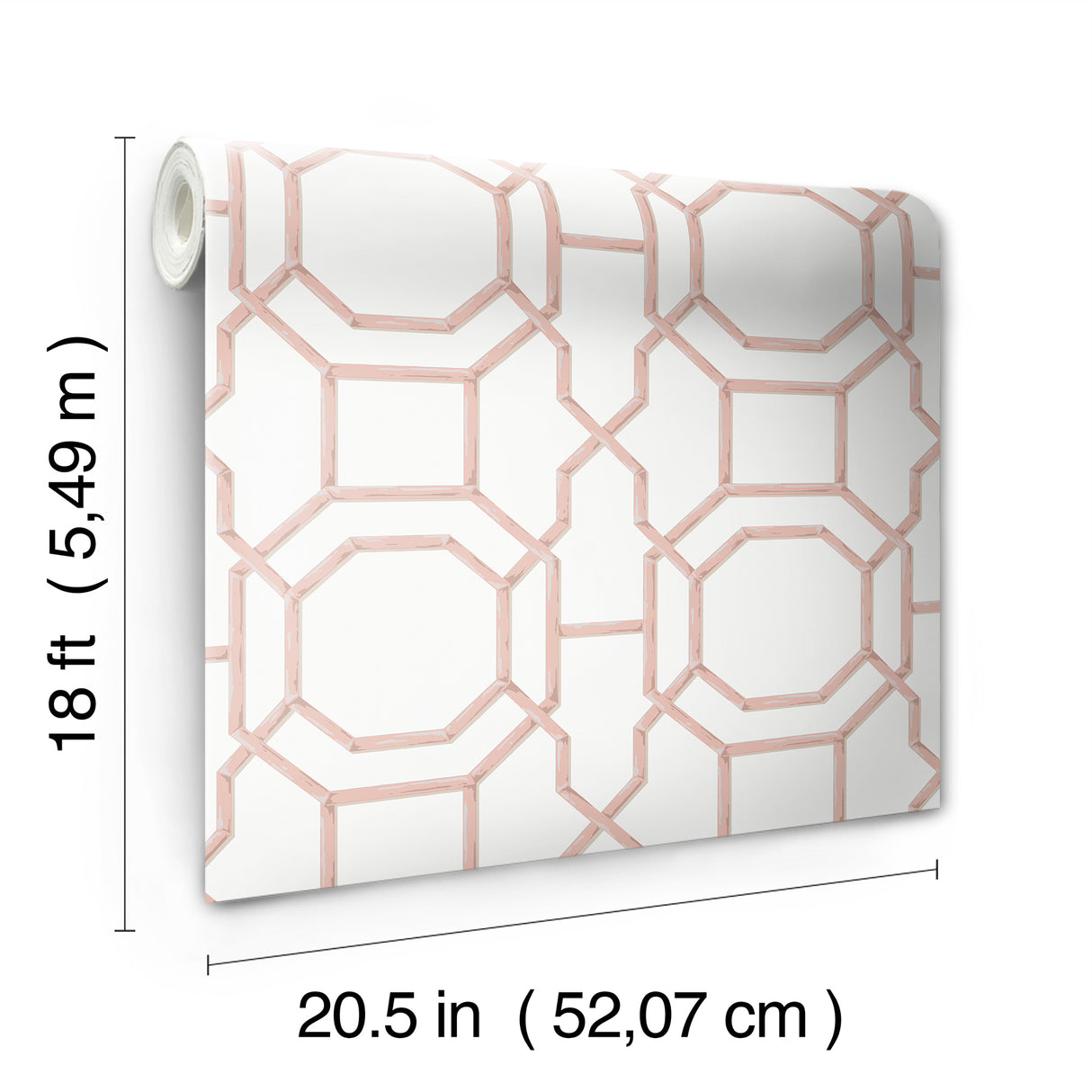 Sanya Coral by NuWallpaper Blush Pink Trellis Geometric Peel and Stick Wallpaper Fully Removable Vinyl Perfect for DIY Decorating - NUS6503