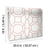 Sanya Coral by NuWallpaper Blush Pink Trellis Geometric Peel and Stick Wallpaper Fully Removable Vinyl Perfect for DIY Decorating - NUS6503