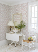 Sanya Coral by NuWallpaper Blush Pink Trellis Geometric Peel and Stick Wallpaper Fully Removable Vinyl Perfect for DIY Decorating - NUS6503