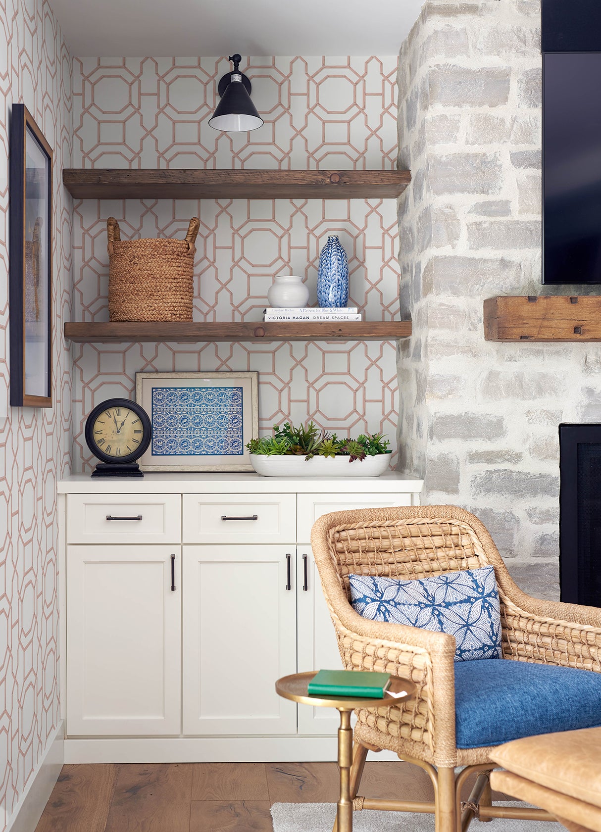 Sanya Coral by NuWallpaper Blush Pink Trellis Geometric Peel and Stick Wallpaper Fully Removable Vinyl Perfect for DIY Decorating - NUS6503