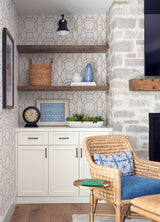 Sanya Coral by NuWallpaper Blush Pink Trellis Geometric Peel and Stick Wallpaper Fully Removable Vinyl Perfect for DIY Decorating - NUS6503