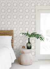 Sanya Sand by NuWallpaper Bamboo Trellis Geometric Peel and Stick Wallpaper Nautical Style Fully Removable Vinyl - NUS6504