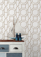 Sanya Sand by NuWallpaper Bamboo Trellis Geometric Peel and Stick Wallpaper Nautical Style Fully Removable Vinyl - NUS6504