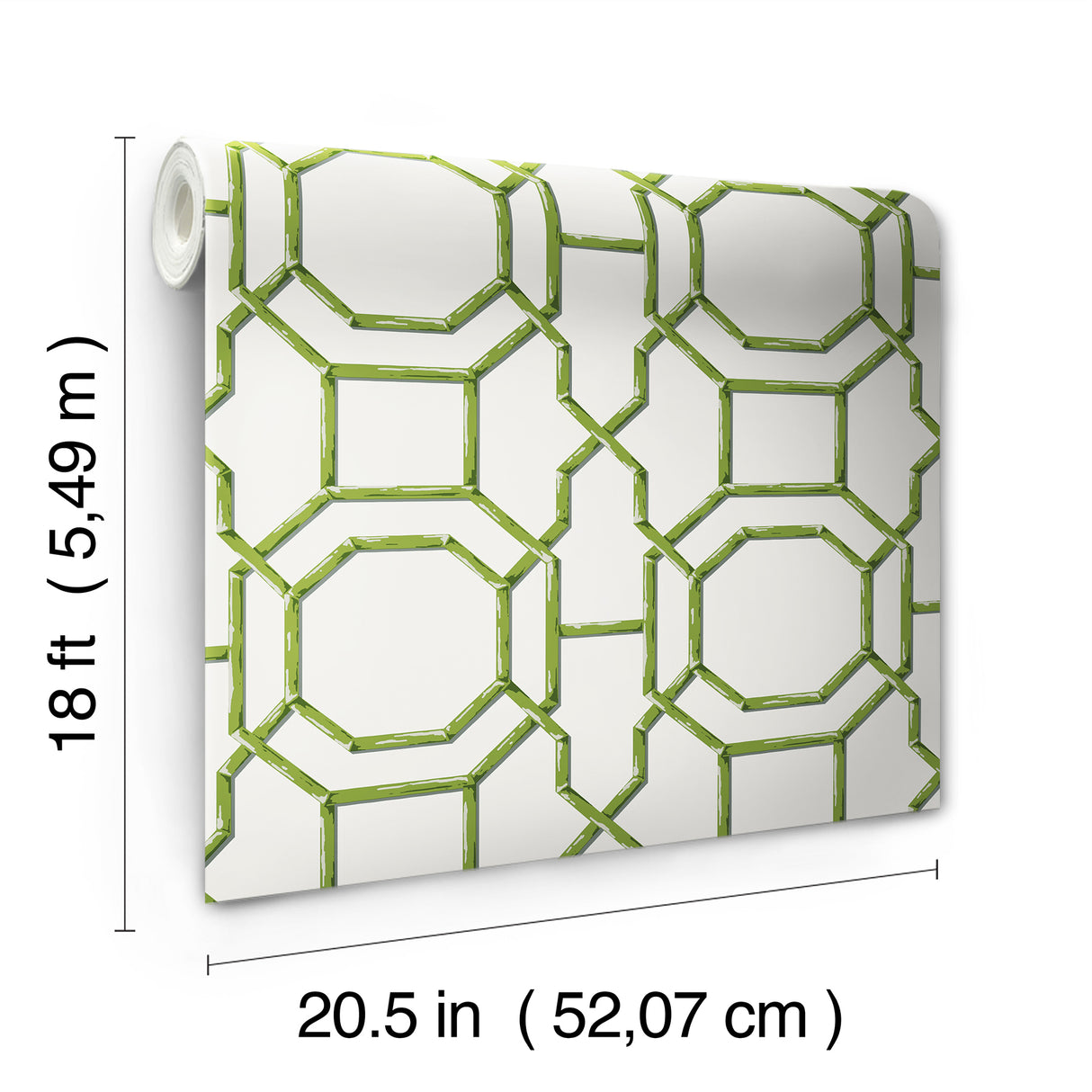 Sanya Green by NuWallpaper Fully Removable Bamboo Trellis Geometric Peel and Stick Wallpaper Ideal for Rentals and DIY Home Decor - NUS6505