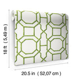 Sanya Green by NuWallpaper Fully Removable Bamboo Trellis Geometric Peel and Stick Wallpaper Ideal for Rentals and DIY Home Decor - NUS6505
