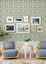 Sanya Green by NuWallpaper Fully Removable Bamboo Trellis Geometric Peel and Stick Wallpaper Ideal for Rentals and DIY Home Decor - NUS6505