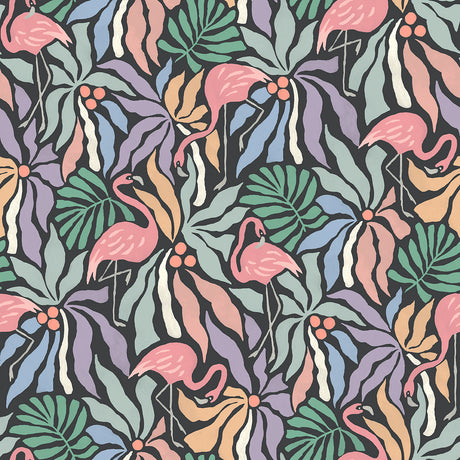 Flamingo Fun Black Peel and Stick Wallpaper by WallPops - NUS6624