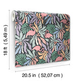 Flamingo Fun Black by WallPops Vibrant Tropical Flamingo and Lush Botanical Leaf Fully Removable Peel and Stick Wallpaper Roll - NUS6624