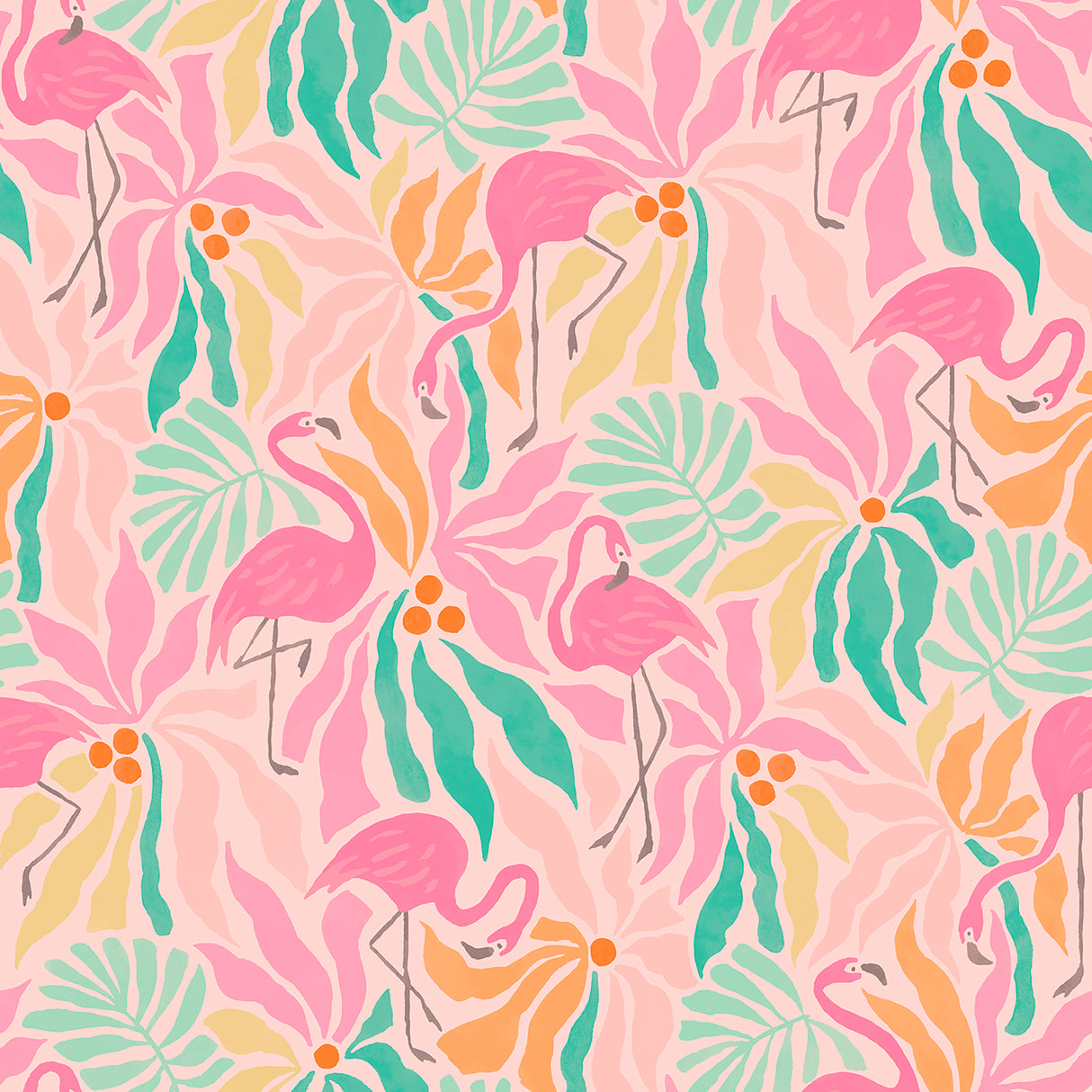 Flamingo Fun Pink and Green Peel and Stick Wallpaper by WallPops - NUS6625