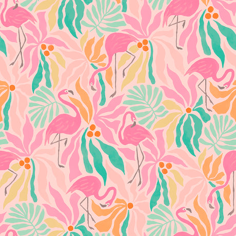 Flamingo Fun Pink and Green Peel and Stick Wallpaper by WallPops - NUS6625