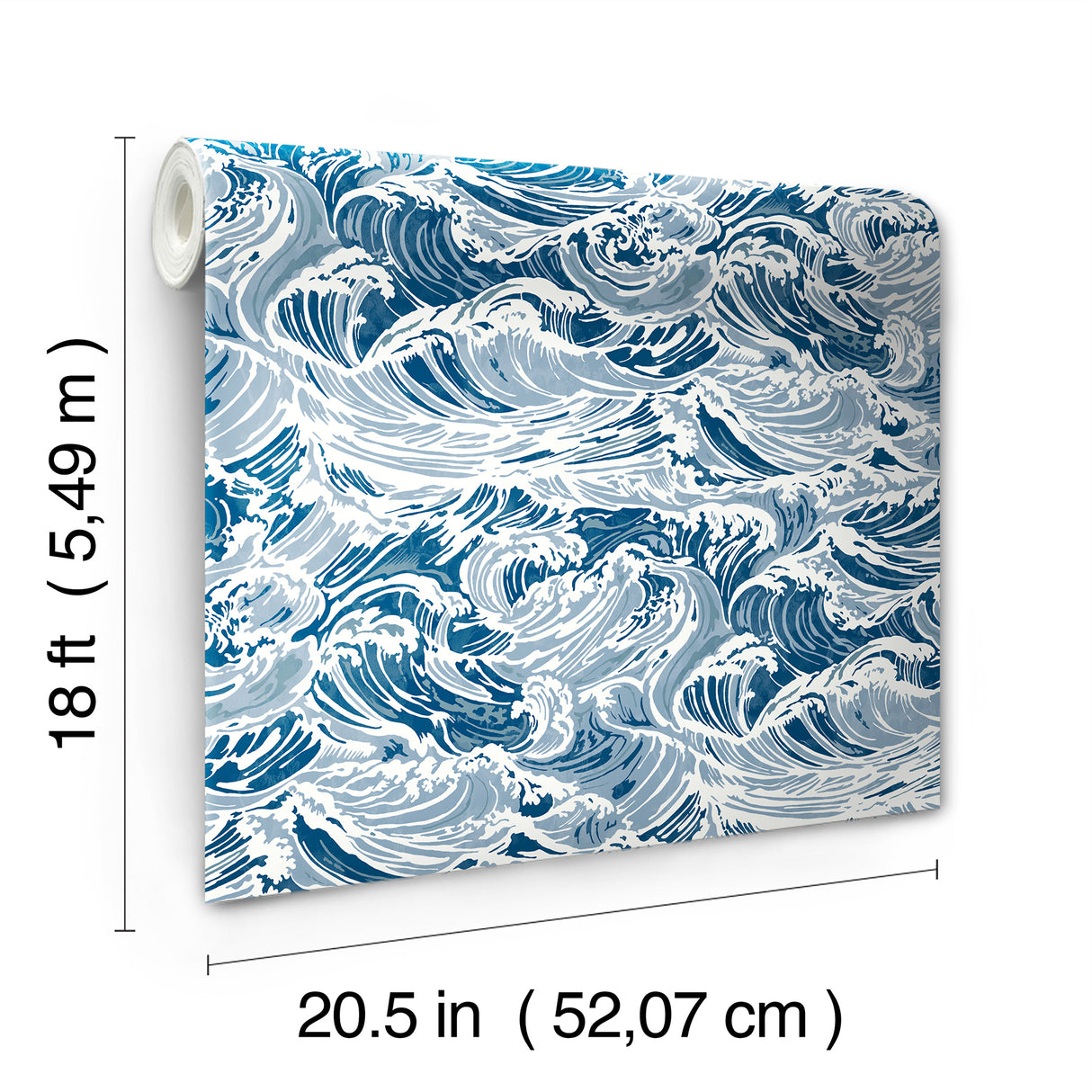 Crashing Waves Navy by WallPops Bold Coastal Ocean Peel and Stick Removable Vinyl Wallpaper for Bathrooms Bedrooms and Rentals NUS6629
