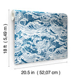 Crashing Waves Navy by WallPops Bold Coastal Ocean Peel and Stick Removable Vinyl Wallpaper for Bathrooms Bedrooms and Rentals NUS6629
