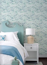 Crashing Waves Turquoise by WallPops Coastal Ocean Peel and Stick Removable Repositionable Vinyl Wallpaper Roll 20.5 in x 18 ft NUS6630