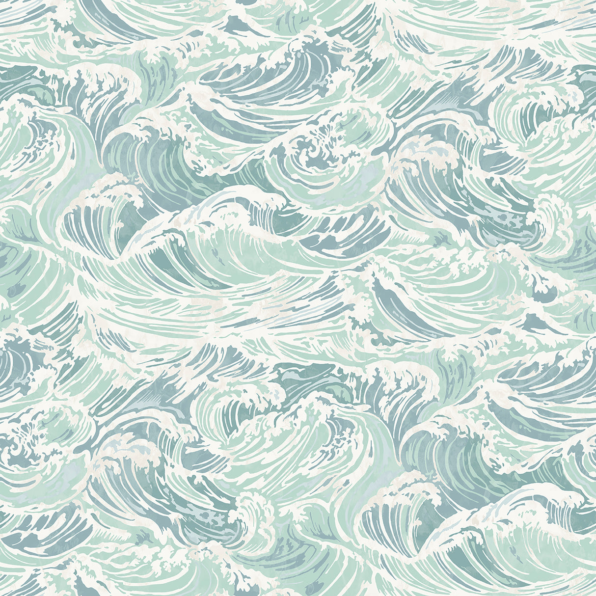Crashing Waves Turquoise Peel and Stick Wallpaper by WallPops NUS6630