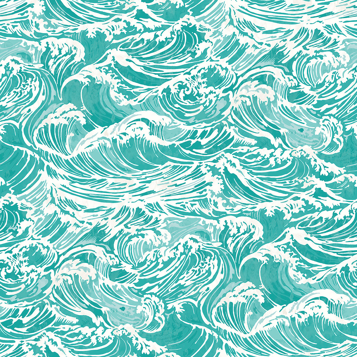 Crashing Waves Teal Peel and Stick Wallpaper by WallPops - NUS6631
