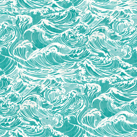Crashing Waves Teal Peel and Stick Wallpaper by WallPops - NUS6631