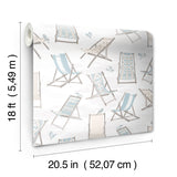 Just Lounging Sand Peel and Stick Coastal Beach Deck Chair Pattern Wallpaper, Fully Removable and Repositionable Vinyl by WallPops NUS6633