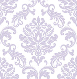 Ariel Purple Peel & Stick Damask Wallpaper - NuWallpaper NUW1396