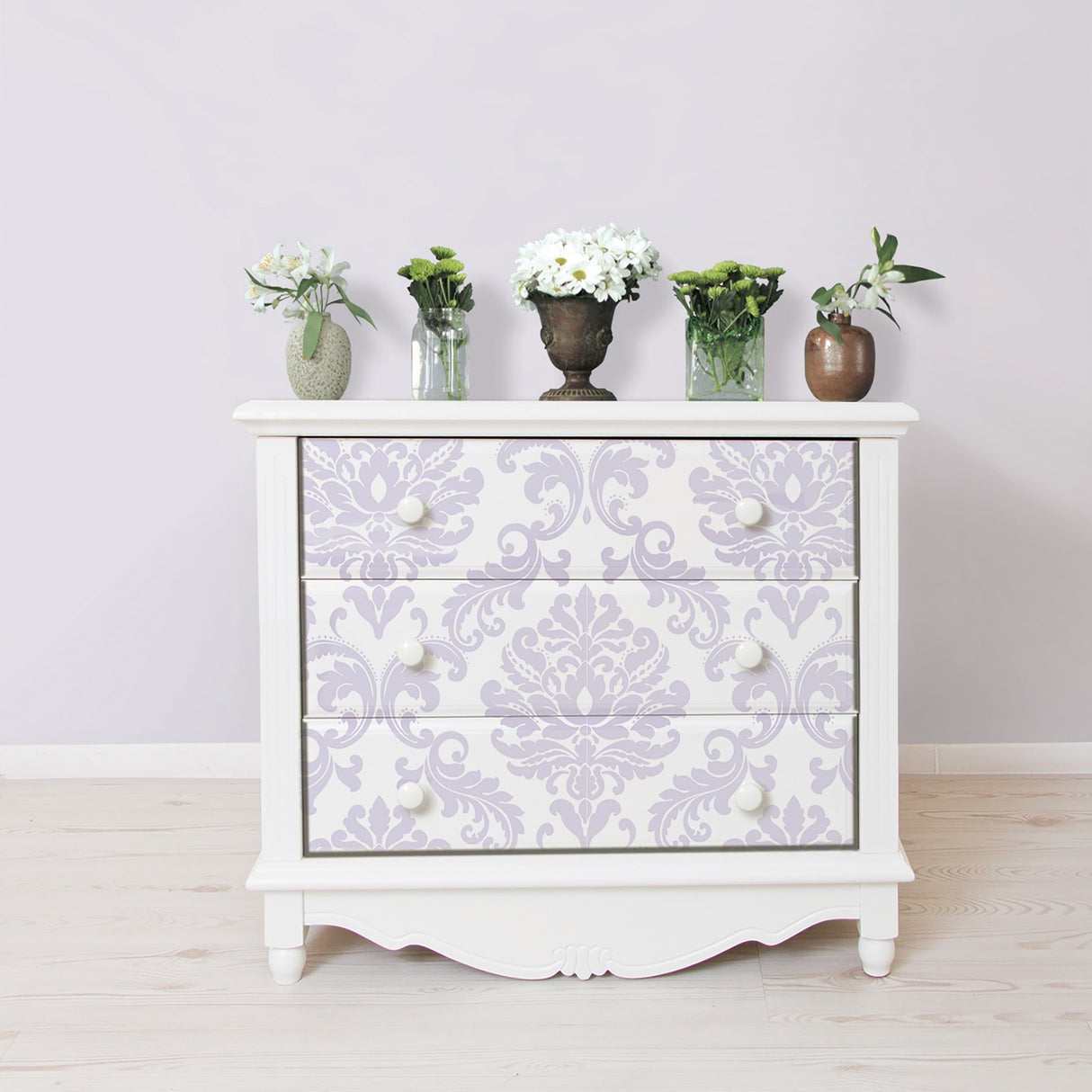 Ariel Purple Peel & Stick Wallpaper with Damask Motif - NuWallpaper NU1396