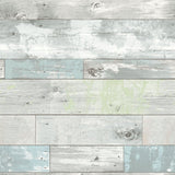 Beachwood Aqua Peel & Stick Wallpaper with Country Geometric Pattern - NuWallpaper NUW1647