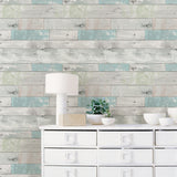Beachwood Aqua Peel & Stick Wallpaper with Country Geometric Pattern - NuWallpaper NUW1647