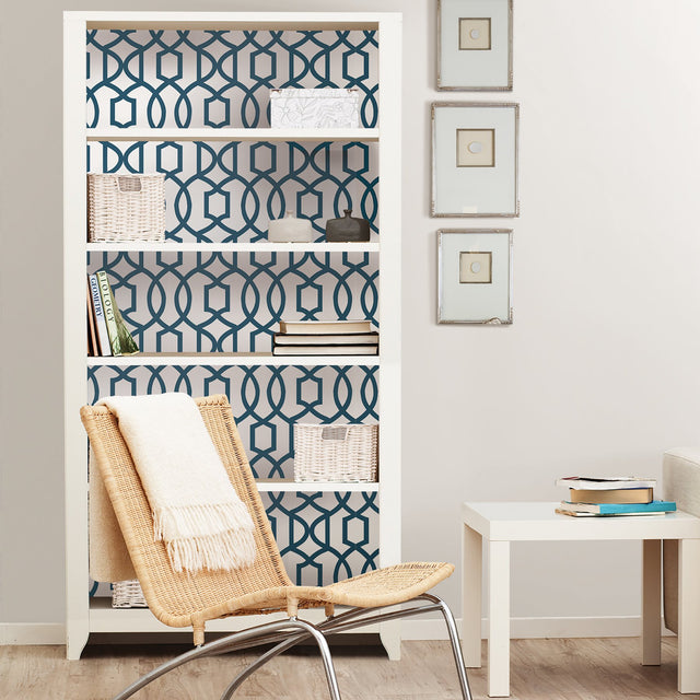 Grand Trellis Navy Peel & Stick Wallpaper