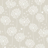 Dandelion Taupe Peel & Stick Wallpaper with Nature Motif - NuWallpaper NUW1651
