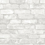 Grey Brick Peel & Stick Wallpaper with Country Geometric Brick Pattern - NuWallpaper NUW1653