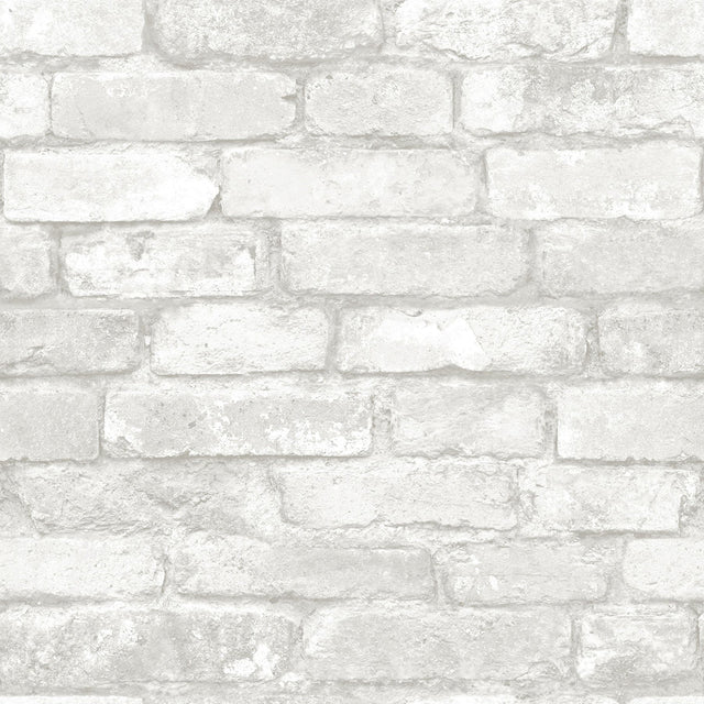 Grey Brick Peel & Stick Wallpaper with Country Geometric Brick Pattern - NuWallpaper NUW1653