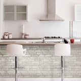 Grey Brick Peel & Stick Wallpaper with Country Geometric Brick Pattern - NuWallpaper NUW1653