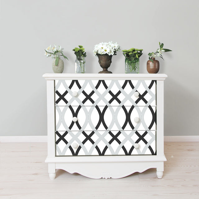 Lattice Black & Silver Peel & Stick Wallpaper with Modern Geometric Lattice Pattern - NuWallpaper NU1658