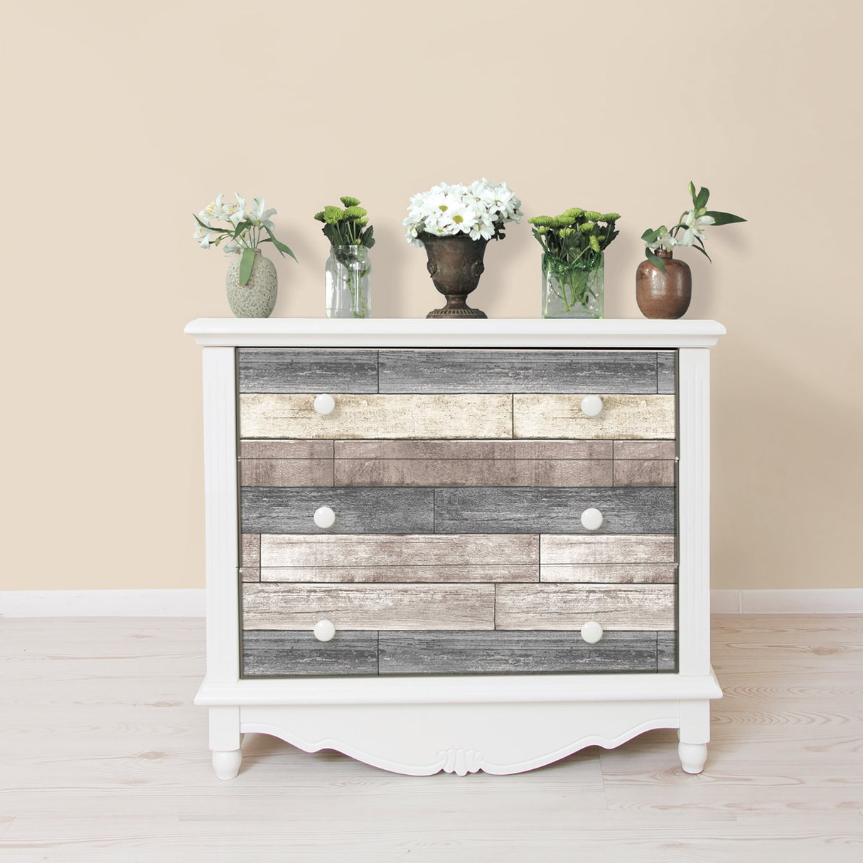 Reclaimed Wood Plank Natural Peel & Stick Wallpaper with Faux Effects Texture - NuWallpaper NUW1690