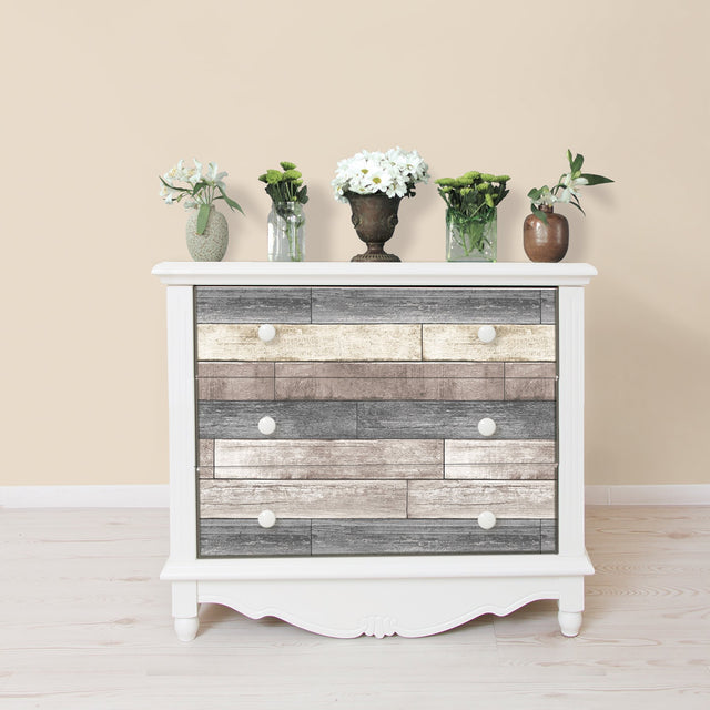 Reclaimed Wood Plank Natural Peel & Stick Wallpaper with Textured Faux Effects - NuWallpaper NU3130