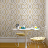 Sausalito Taupe & Yellow Peel & Stick Wallpaper with Modern Geometric Linen Effect - NuWallpaper NU1695