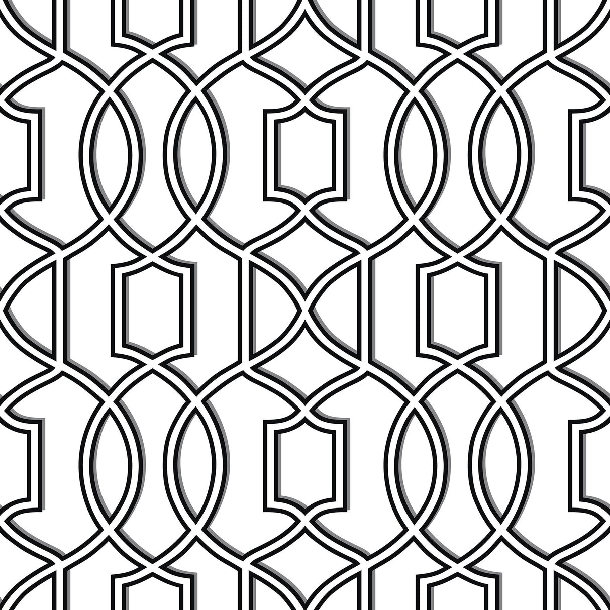 Uptown Trellis Black Peel & Stick Wallpaper with Modern Graphic Trellis Pattern - NUW1696