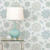 Gypsy Floral Blue & Green Peel & Stick Wallpaper with Modern Floral Pattern - NuWallpaper NU1697
