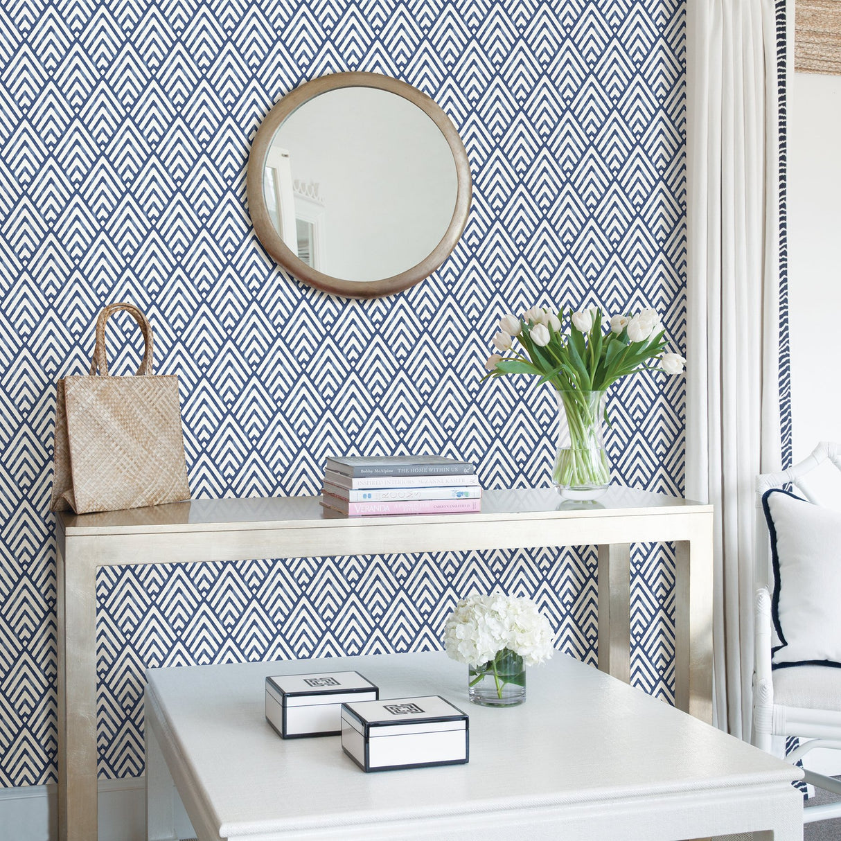 Arrowhead Deep Blue Geometric Peel & Stick Wallpaper - NuWallpaper NUS1701