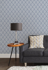 Kensington Damask Blue Peel & Stick Wallpaper with Traditional Graphic Pattern - NuWallpaper NUW1702