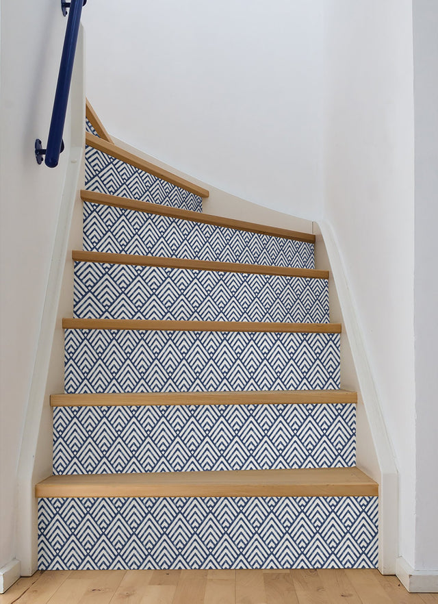 Kensington Damask Blue Peel & Stick Wallpaper with Boho Damask Pattern - NuWallpaper NU1702