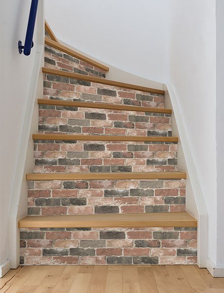 Newport Reclaimed Brick Red Faded Peel & Stick Wallpaper with Faux Brick Pattern, Modern Style - NUW2064
