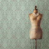 Nomad Damask Turquoise Peel & Stick Wallpaper, Bohemian Damask Pattern - NuWallpaper NUW2079