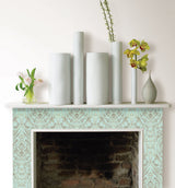 Nomad Damask Turquoise Peel & Stick Wallpaper, Bohemian Damask Pattern - NuWallpaper NUW2079