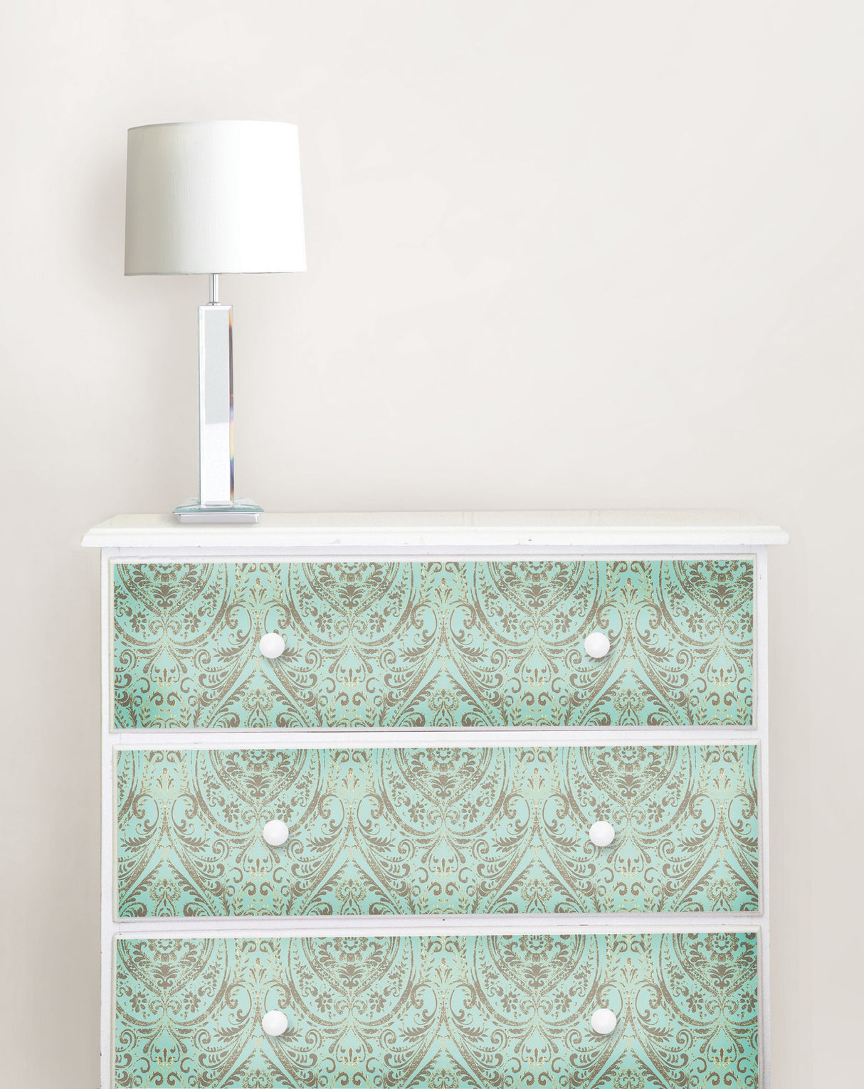 Nomad Damask Turquoise Peel & Stick Wallpaper, Bohemian Damask Pattern - NuWallpaper NUW2079