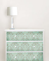 Nomad Damask Turquoise Peel & Stick Wallpaper, Bohemian Damask Pattern - NuWallpaper NUW2079